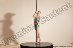 Underwear Gymnastic poses Woman White Moving poses Slim long blond Dynamic poses Academic